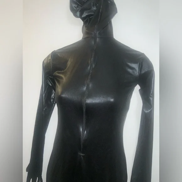 Kinky Black Full-Body Zip-Up Catsuit Sz XS-S - Picture 4 of 16